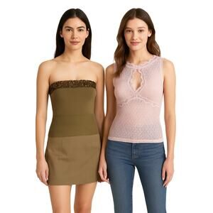 Bebe Lot of 2 Tops Women’s Size L Y2K NWT